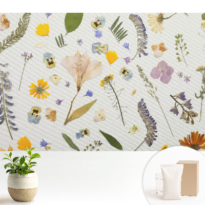 Nowoczesna fototapeta na wymiar Suszone kwiaty na białym płótnie