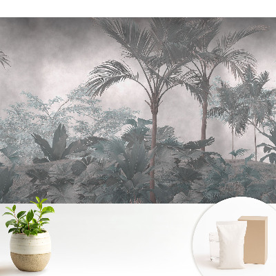 Tapeta fotograficzna flizelinowa Tropikalna dżungla w odcieniach szarości