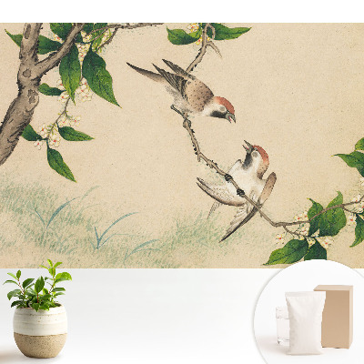 Tapeta fotograficzna flizelinowa Ptaki na gałęzi w klasycznym stylu