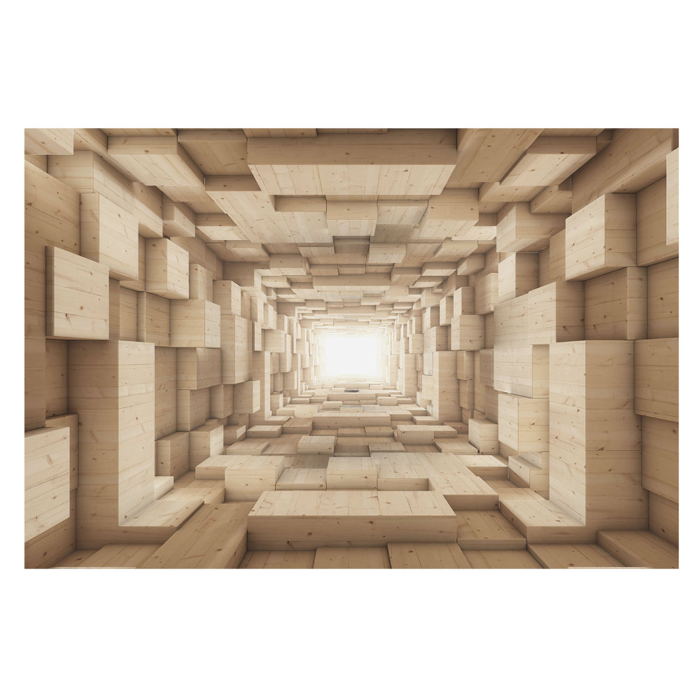 Fototapeta do salonu Przestrzenny tunel drewniany rytm