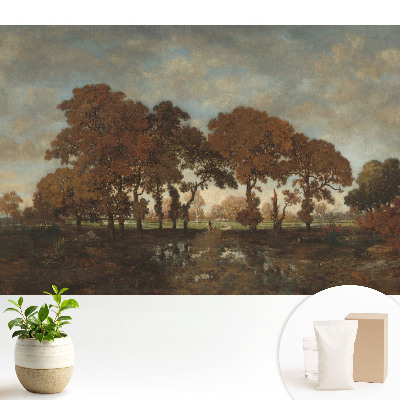 Nowoczesna fototapeta na wymiar z motywem jesiennych drzew w rustykalnym krajobrazie