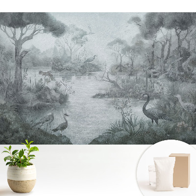 Tapeta fotograficzna flizelinowa Tajemniczy leśny krajobraz przy jeziorze