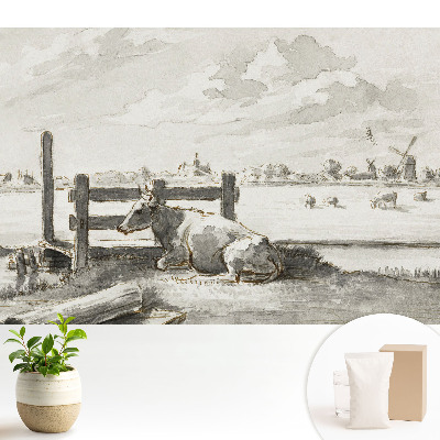 Fototapeta na wymiar do sypialni z motywem sielankowego pejzażu w klasycznym stylu