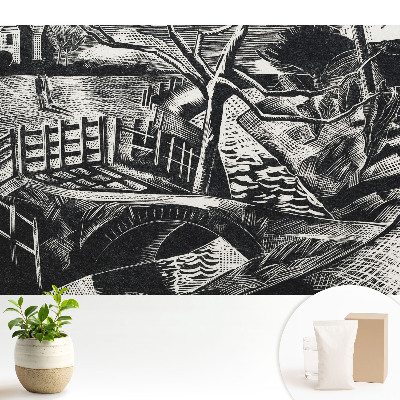 Tapeta fotograficzna flizelinowa z klasycznym miejskim pejzażem w geometrycznej kompozycji