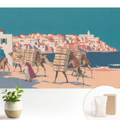 Fototapeta z ilustracją morskiej karawany wielbłądów