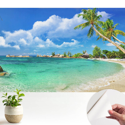 Fototapeta samoprzylepna do salonu Egzotyczna plaża palmy zieleń