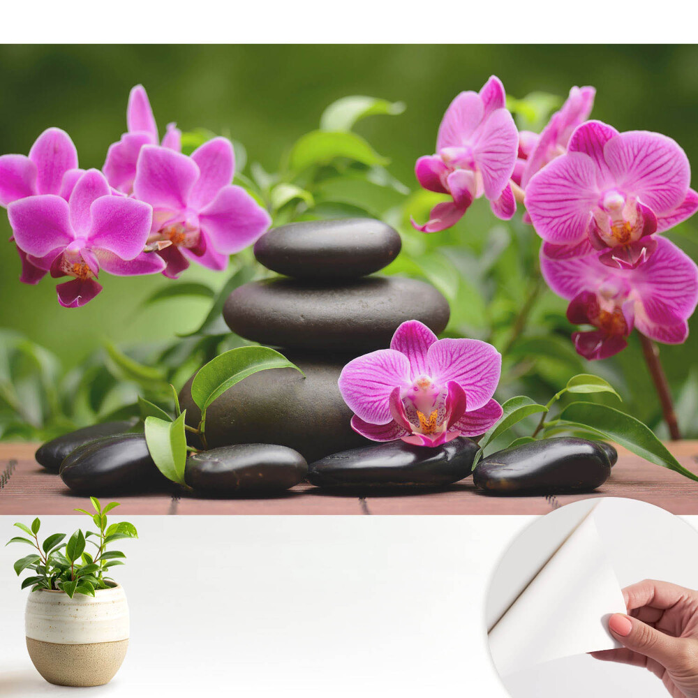 Fototapeta do salonu Kwiaty i kamienie w harmonijnej aranżacji