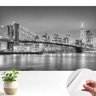 Fototapeta do salonu Nocna panorama metropolii most i wieżowce