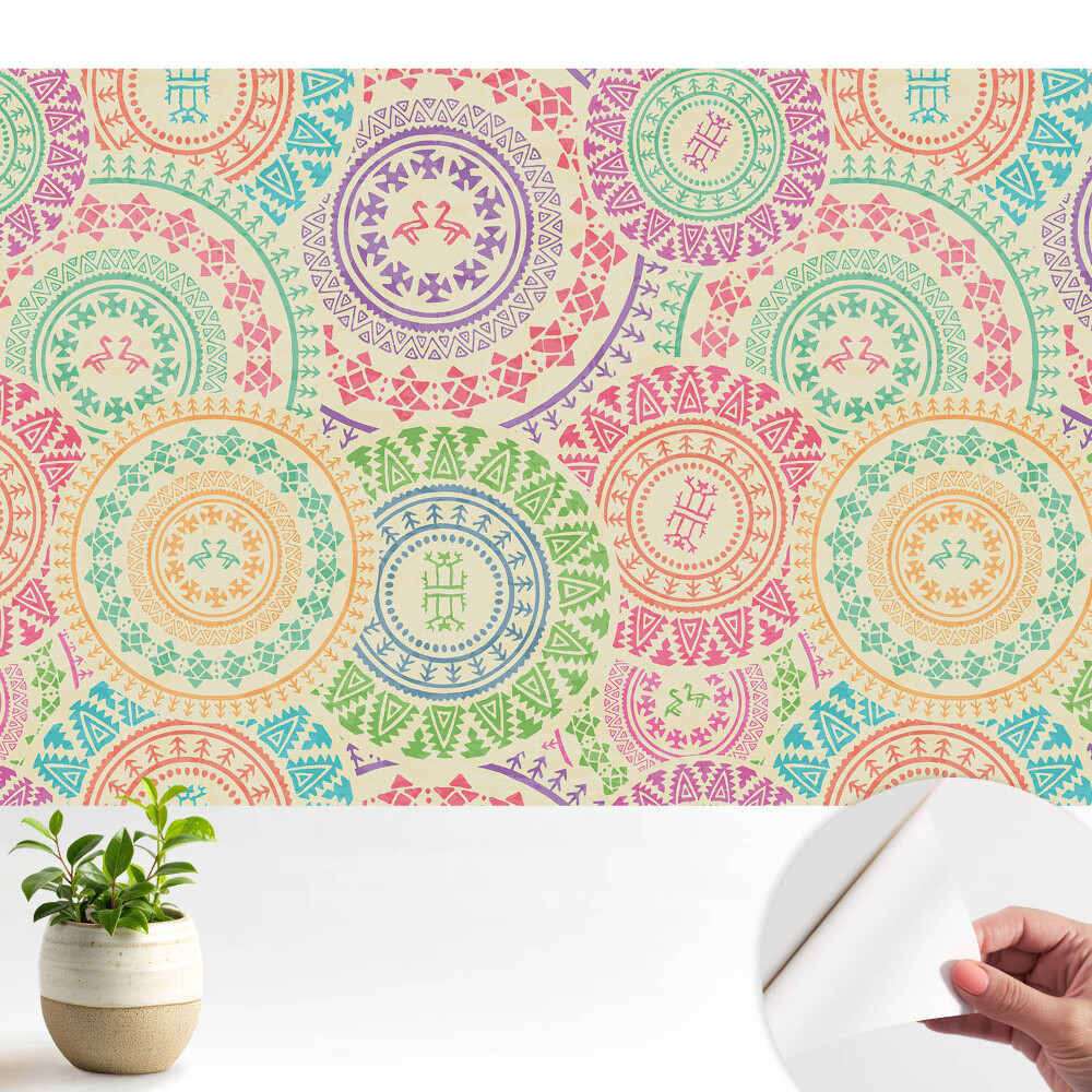 Fototapeta na wymiar do sypialni Mandale w stylu boho pastelowe kolory