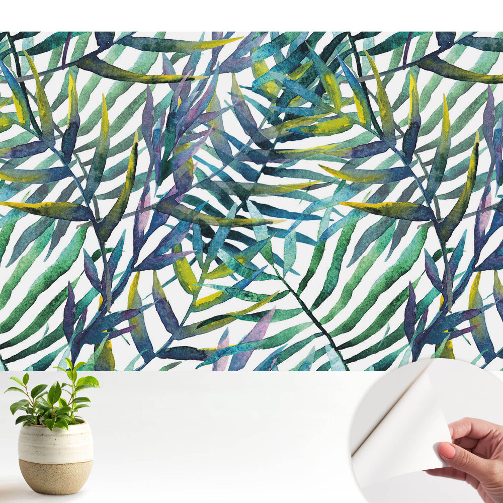 Fototapeta z nadrukiem samoprzylepna Tropikalne liście akwarelowe wzór powtarzalny