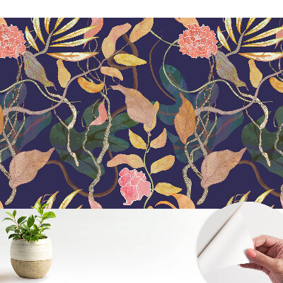 Tapeta fotograficzna samoprzylepna Egzotyczna flora na granatowym tle