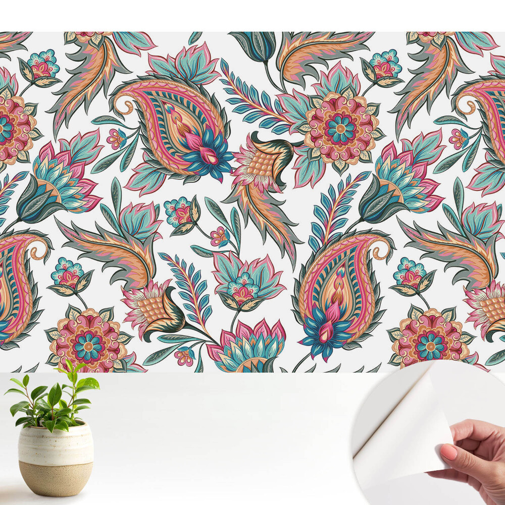 Fototapeta do salonu Wzór paisley z kwiatami liśćmi