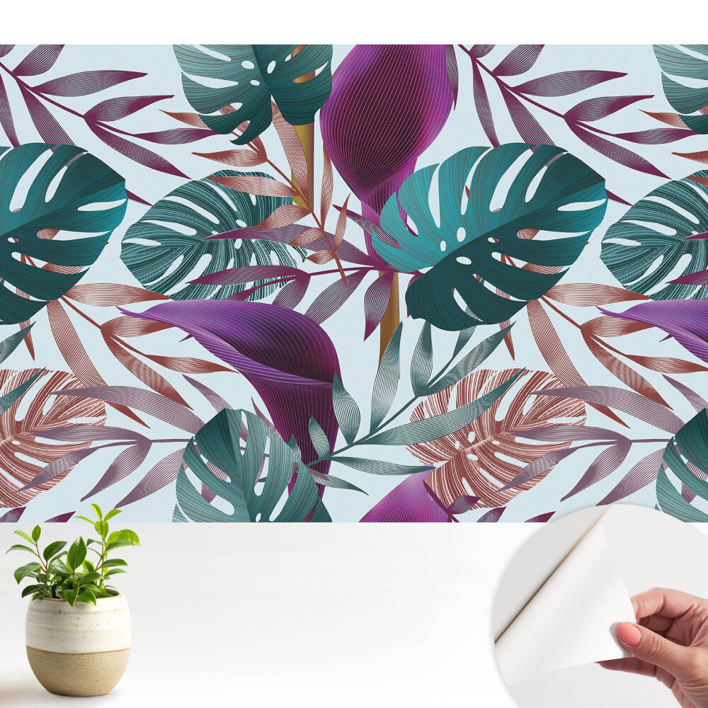 Fototapeta samoprzylepna do salonu Kolorowe liście tropikalne chaos