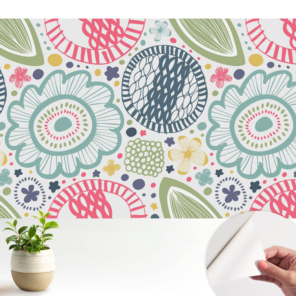 Fototapeta Współczesne kwiaty i geometryczne wzory