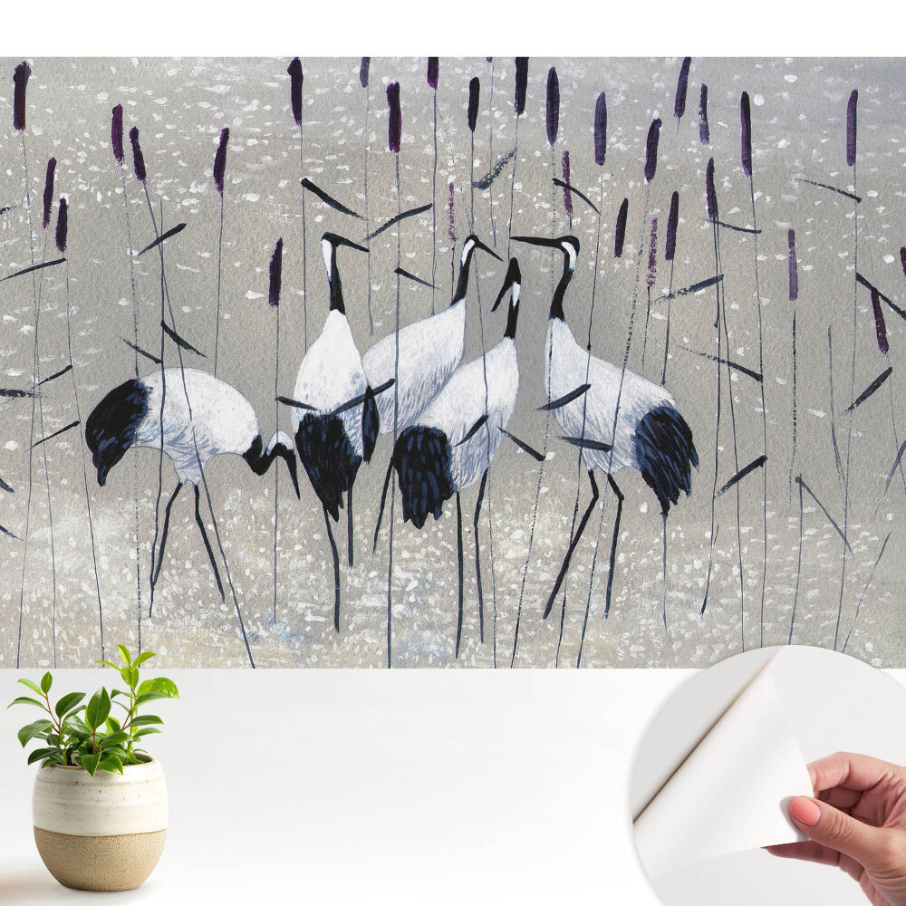 Fototapeta na wymiar do sypialni Eleganckie żurawie wśród traw