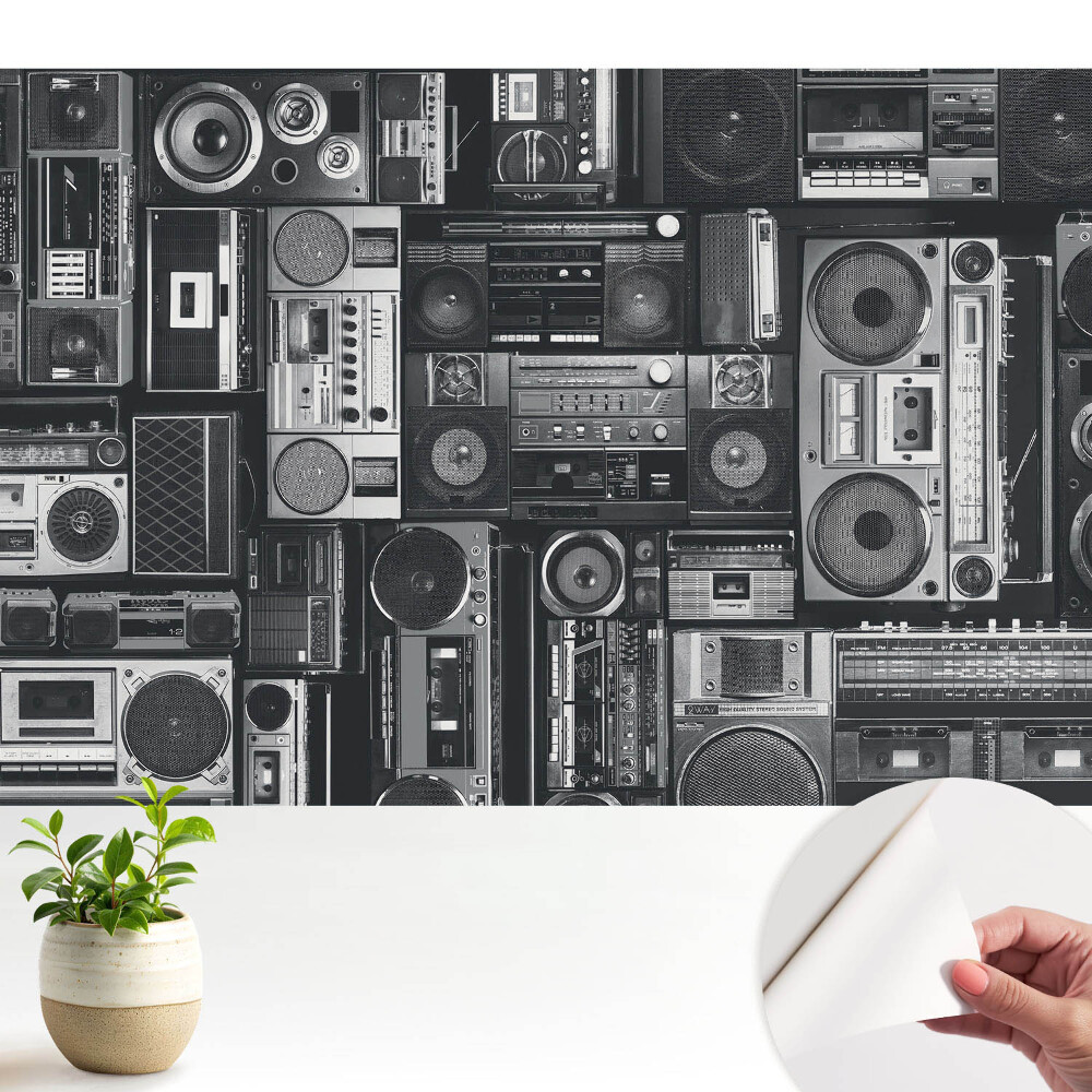 Fototapeta na wymiar do sypialni Stylowy wzór retro z radioodbiornikami