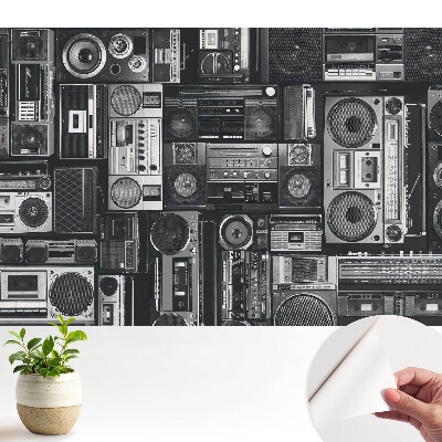 Fototapeta na wymiar do sypialni Stylowy wzór retro z radioodbiornikami