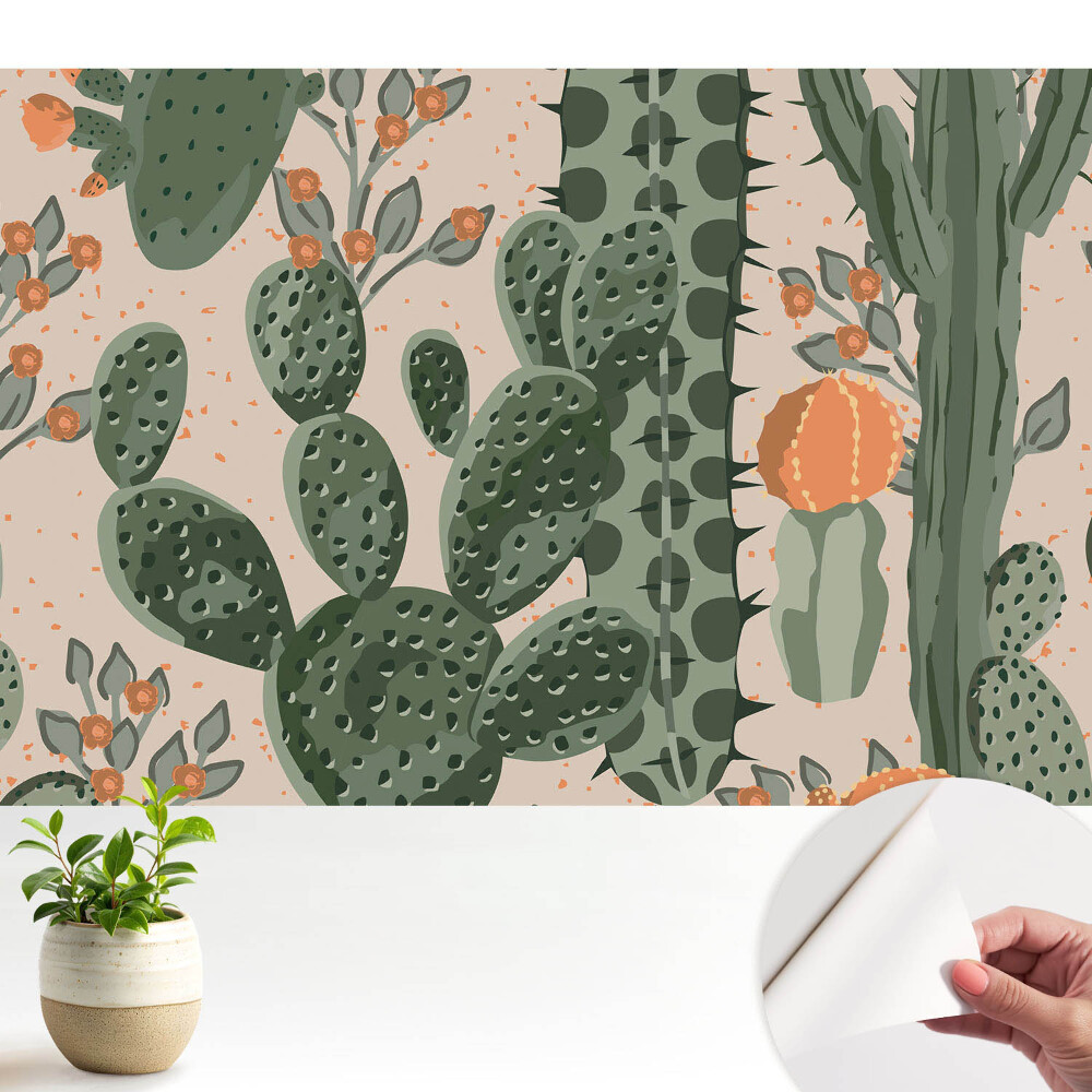 Tapeta fotograficzna samoprzylepna Rośliny kaktusy nowoczesny wzór