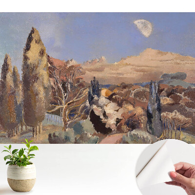 Nowoczesna fototapeta na wymiar Malowniczy krajobraz z drzewami i górami