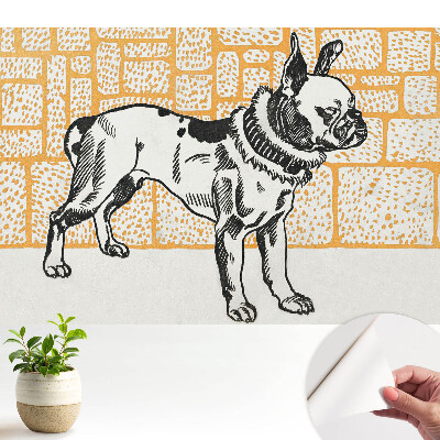 Fototapeta na wymiar do sypialni Pies na tle cegieł w retro stylu