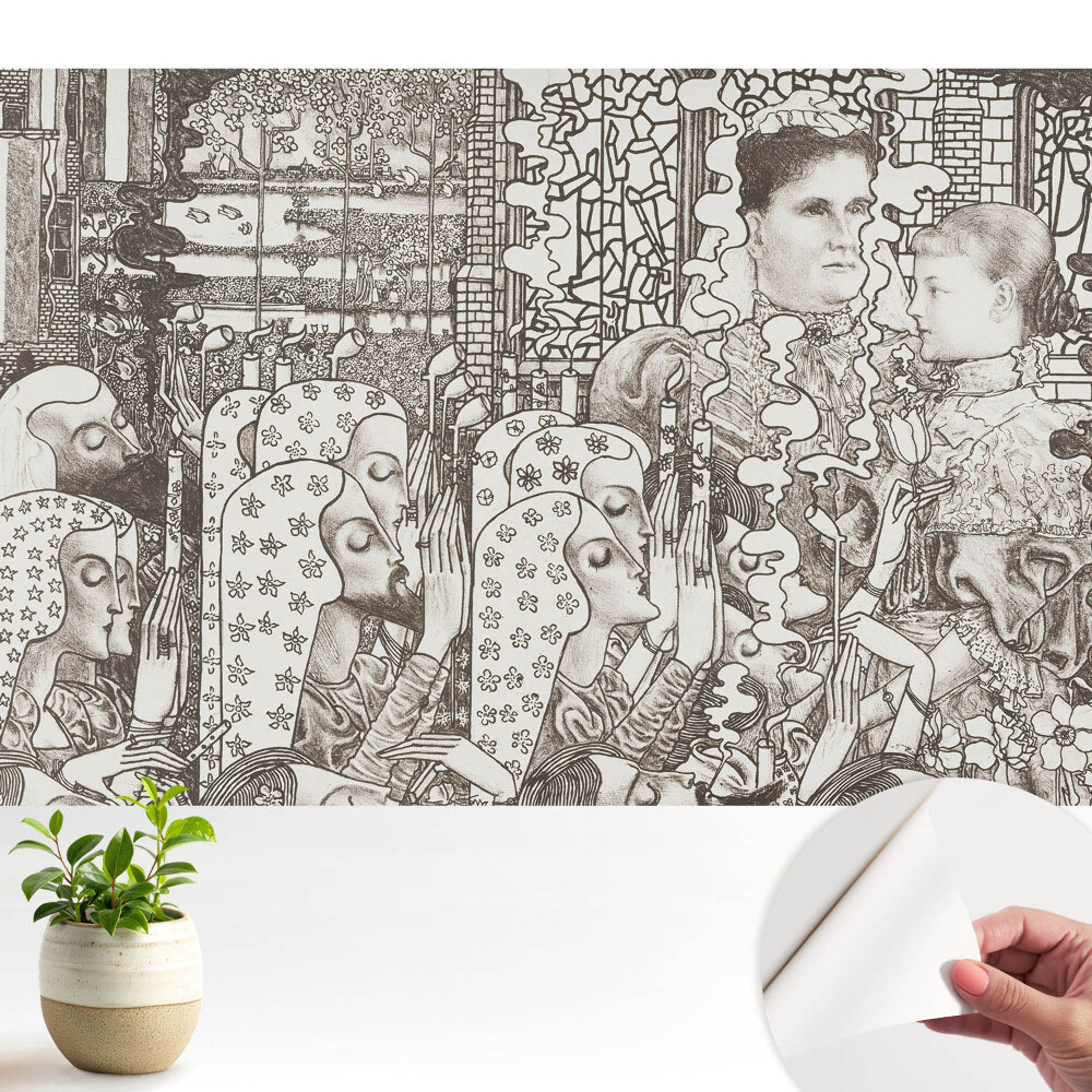 Nowoczesna fototapeta na wymiar Klasyczne portrety i kwiatowe wzory