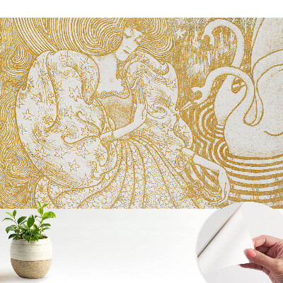 Fototapeta samoprzylepna do salonu Kobieta z łabędziami baśniowy styl