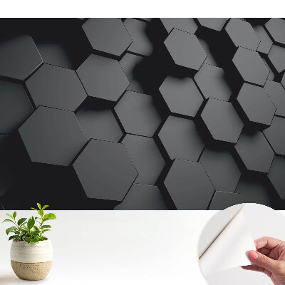 Fototapeta do salonu Ciemne sześciokąty 3D elegancja i nowoczesność