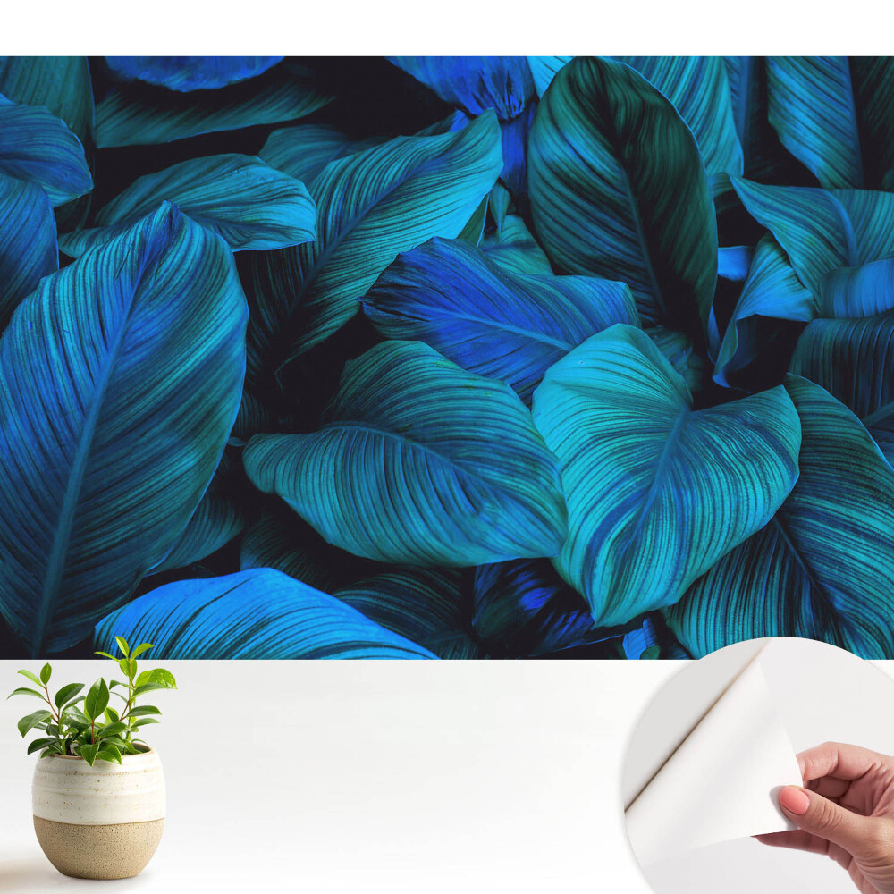 Nowoczesna fototapeta na wymiar Niebieskie liście natura głębia