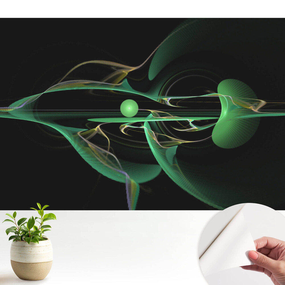 Fototapeta samoprzylepna do salonu Abstrakcyjne zielone fale i kula