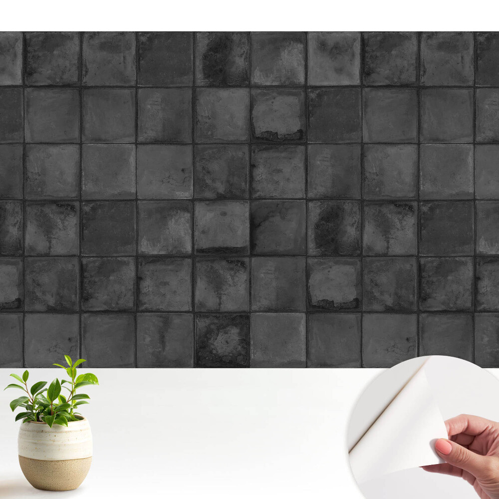 Fototapeta z nadrukiem samoprzylepna Szare prostokątne kafelki wzór geometryczny