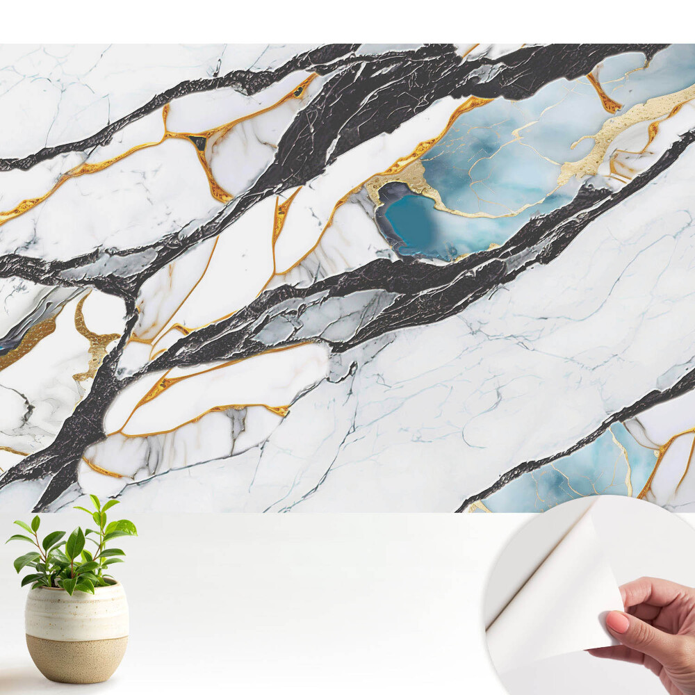 Fototapeta na wymiar do sypialni Marmur z czernią i błękitem