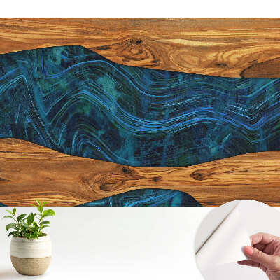 Fototapeta samoprzylepna do salonu Abstrakcyjna mozaika drewna i błękitu