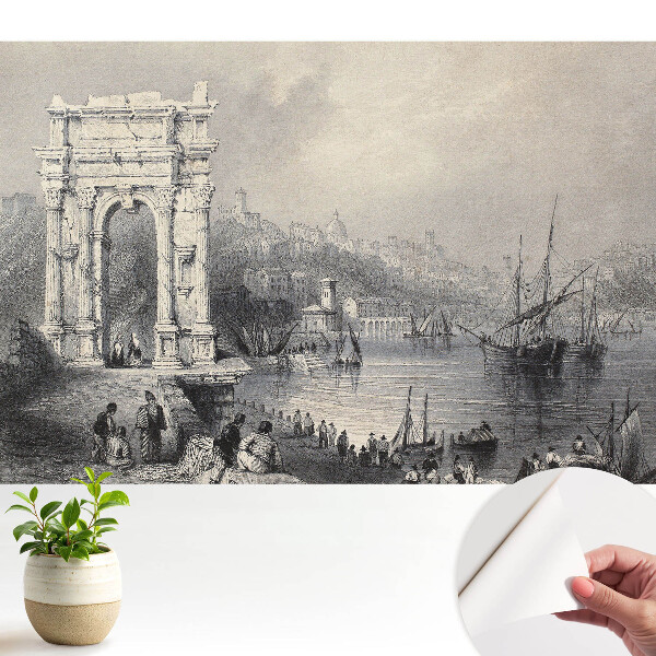 Fototapeta do salonu Historyczna przystań z łukiem antycznym