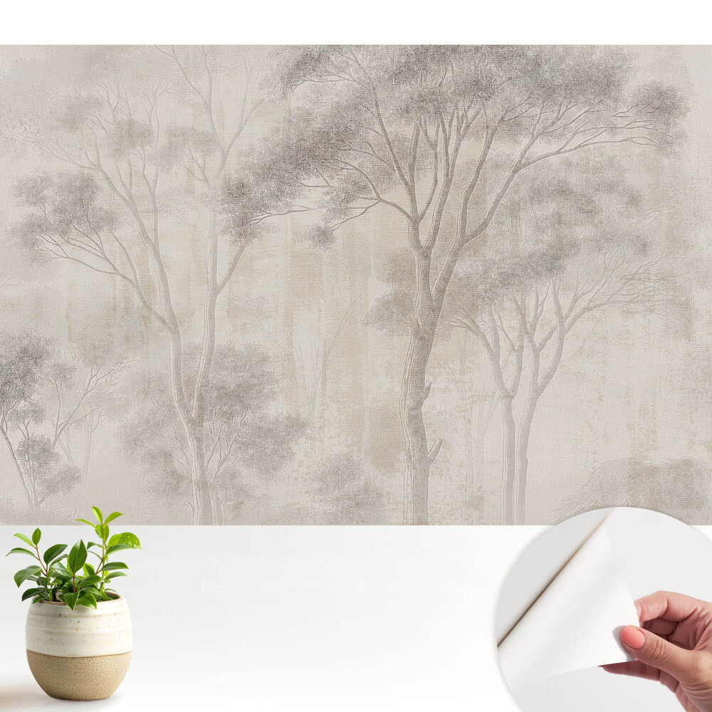 Fototapeta z nadrukiem samoprzylepna Delikatne drzewa na beżowym tle