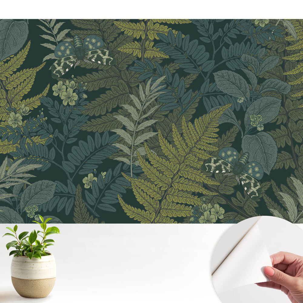 Fototapeta na wymiar do sypialni Liście i motyle w klasycznym stylu