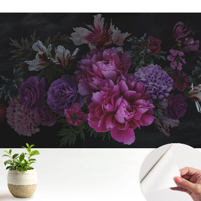 Fototapeta do salonu Romantyczne kwiaty na ciemnym tle