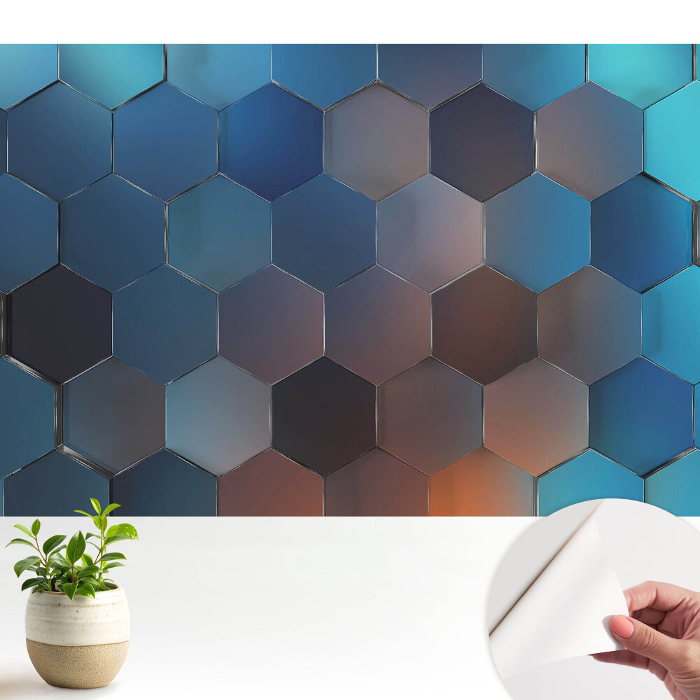 Fototapeta z nadrukiem samoprzylepna Geometryczne niebieskie heksagony