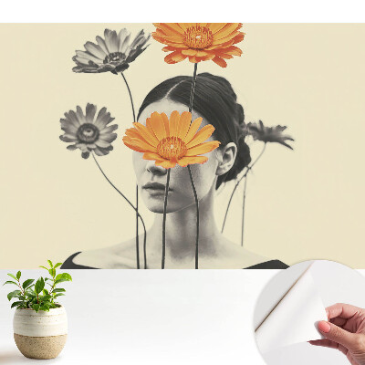 Fototapeta na wymiar do sypialni Kwiaty i twarz w surrealistycznym stylu