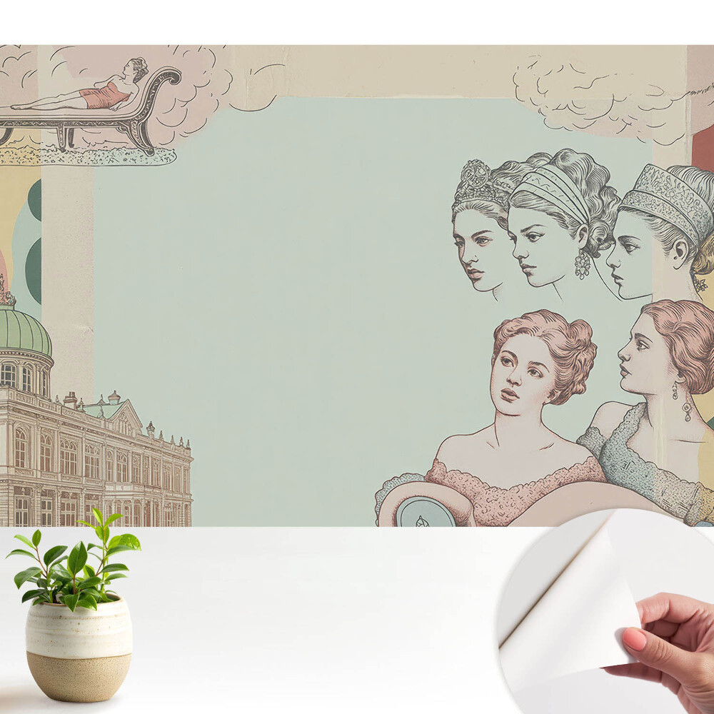 Fototapeta samoprzylepna do salonu Stylowy kolaż historyczny pastelowy