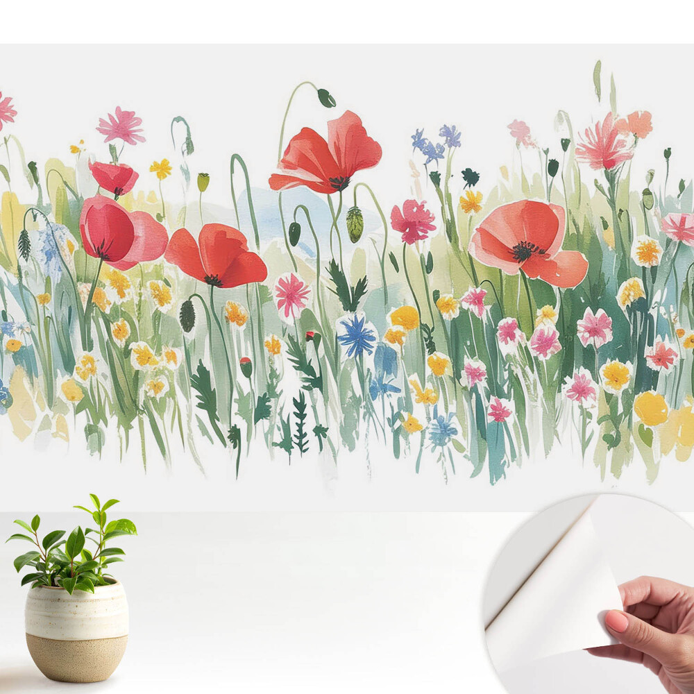 Tapeta fotograficzna samoprzylepna Kwiaty na łące pastelowe kolory przyroda