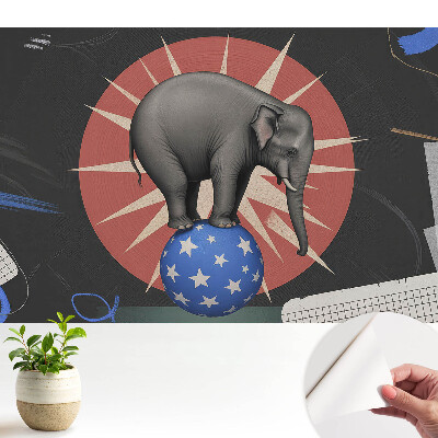 Nowoczesna fototapeta na wymiar Słoń na kuli w stylu retro