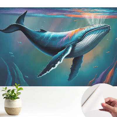 Fototapeta na wymiar do sypialni Wieloryb w kolorach oceanu