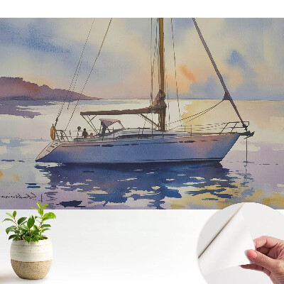 Tapeta fotograficzna samoprzylepna Jacht na wodzie w zachodzie słońca