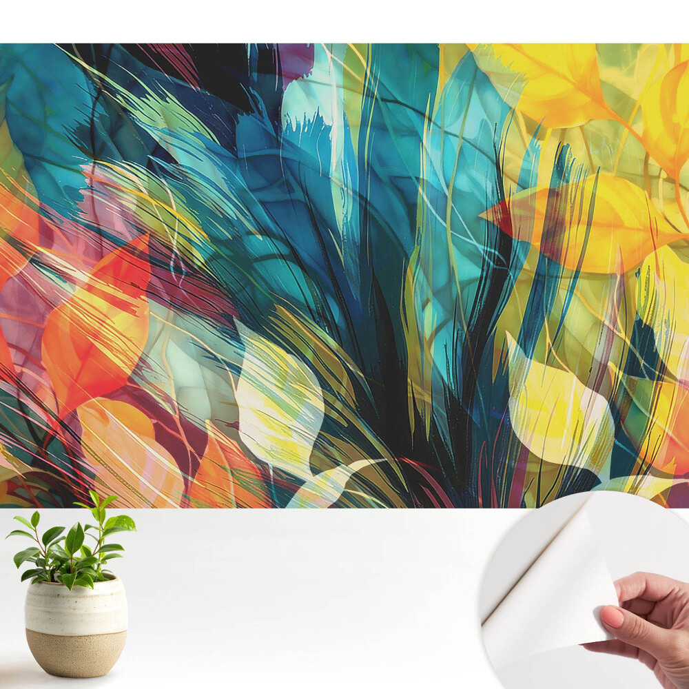 Fototapeta na wymiar do sypialni Kolorowa abstrakcja liści