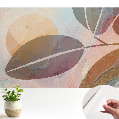 Fototapeta z nadrukiem samoprzylepna Abstrakcyjne liście i kręgi