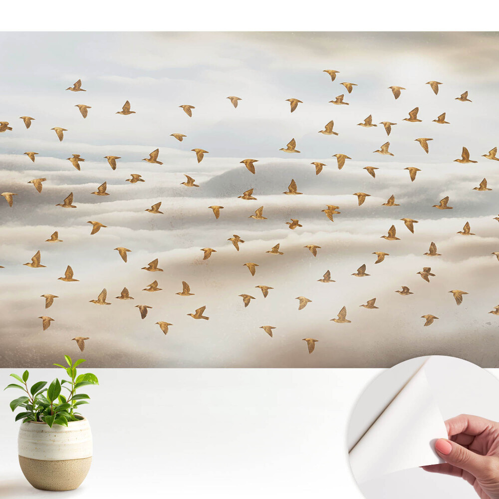 Fototapeta Lecące ptaki w obłokach