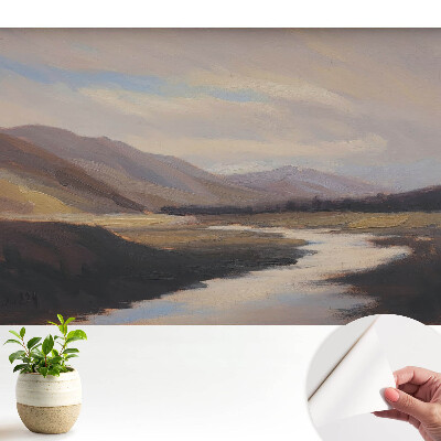 Tapeta fotograficzna samoprzylepna Górska dolina z rzeką i obłokami