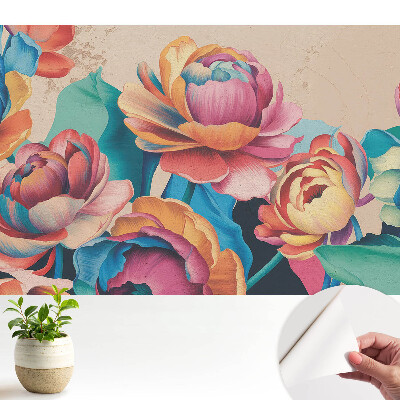 Fototapeta Energetyczne kwiaty w stylu retro