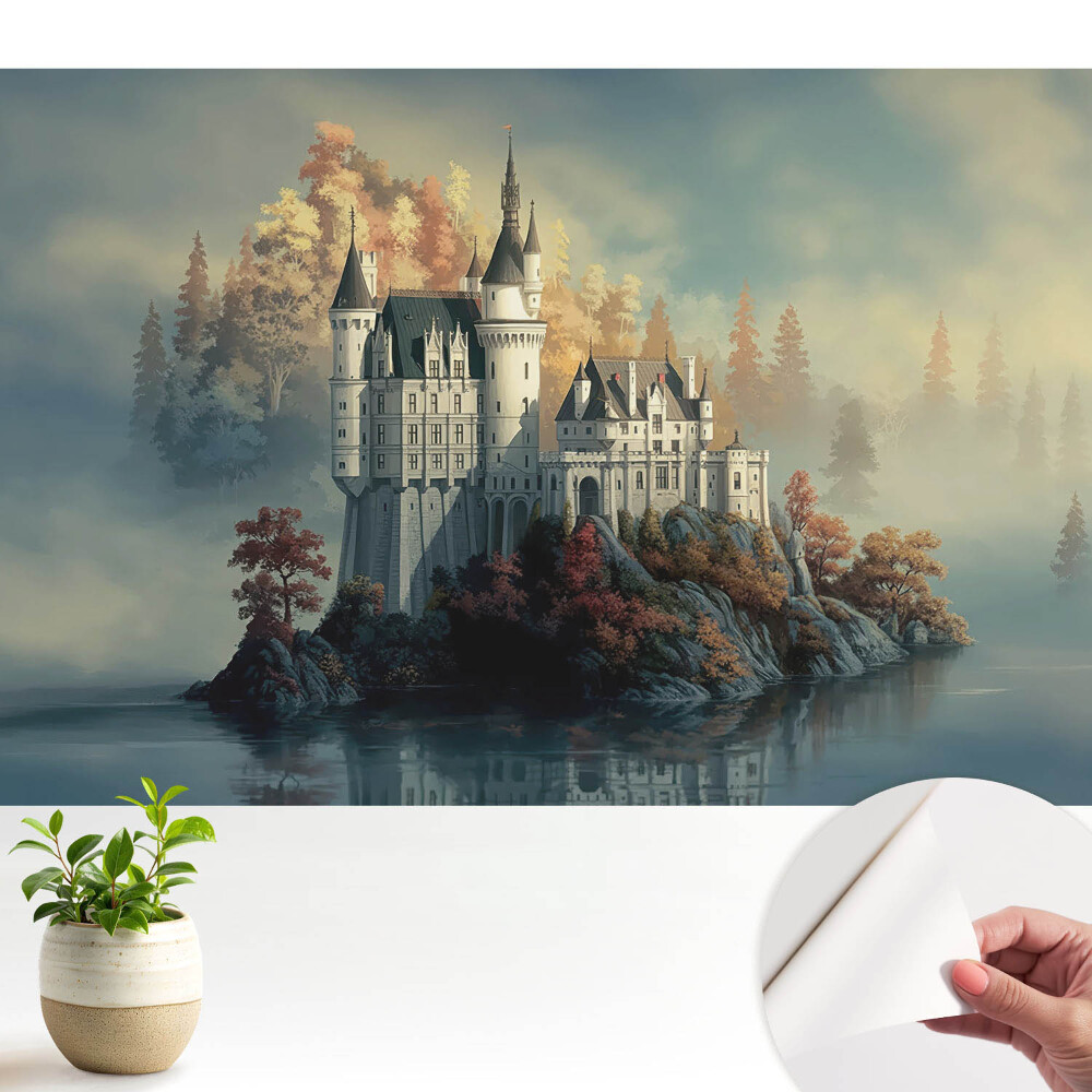 Fototapeta do salonu Zamek jesienią odbicie w wodzie