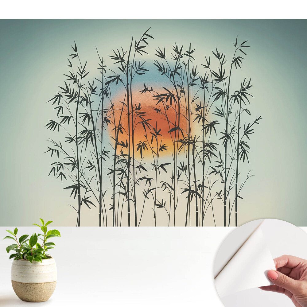 Fototapeta do salonu Bambusowe pędy harmonijny zachód